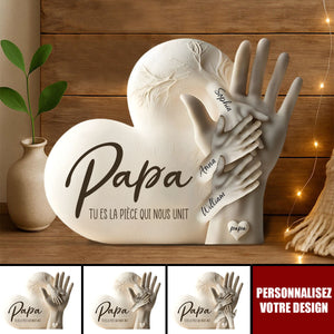 Plaque souvenir pour papa personnalisée – “Papa, tu es la pièce qui nous unit”