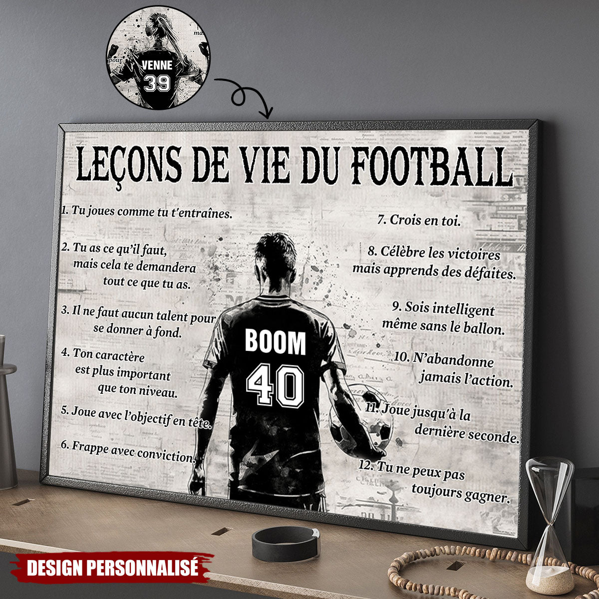 Affiche Personnalisée Leçons de Vie du Football – Cadeau pour les Passionnés de Football