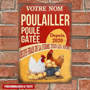 Enseigne Métallique Personnalisée – Poulailler, Oeufs frais de la ferme tous les jours