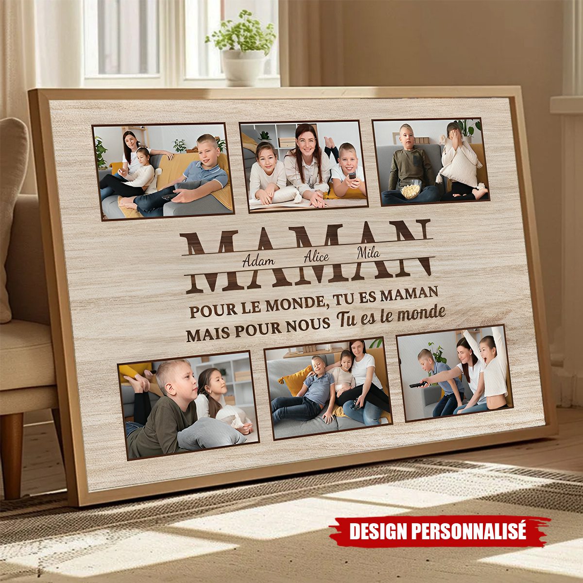 Affiche Photo Personnalisée pour Maman ou Papa – “Tu es le monde”