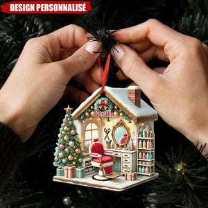 Décoration de Noël Personnalisée pour Salon de Coiffure – Cadeau de Noël pour Propriétaire de Salon de Coiffure