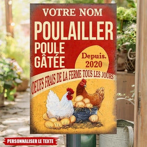 Enseigne Métallique Personnalisée – Poulailler, Oeufs frais de la ferme tous les jours