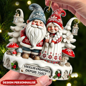 Suspension Acrylique Personnalisée - Vieillir Ensemble avec un Couple de Nains
