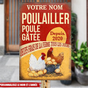 Enseigne Métallique Personnalisée – Poulailler, Oeufs frais de la ferme tous les jours