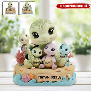Plaque Acrylique Personnalisée – Famille Tortues avec Prénoms