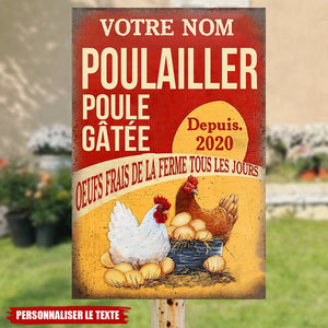 Enseigne Métallique Personnalisée – Poulailler, Oeufs frais de la ferme tous les jours