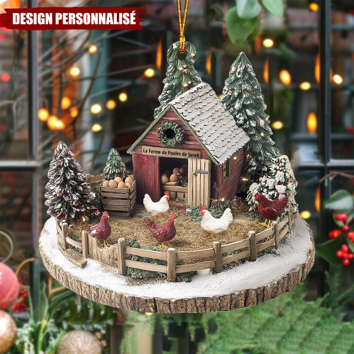 Suspension Personnalisée Ferme de Poules de Rêve – Cadeau pour les Amoureux des Poules