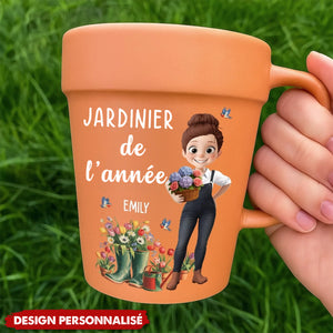 Mug Céramique en Forme de Pot – Cadeau Personnalisé pour Jardiniers