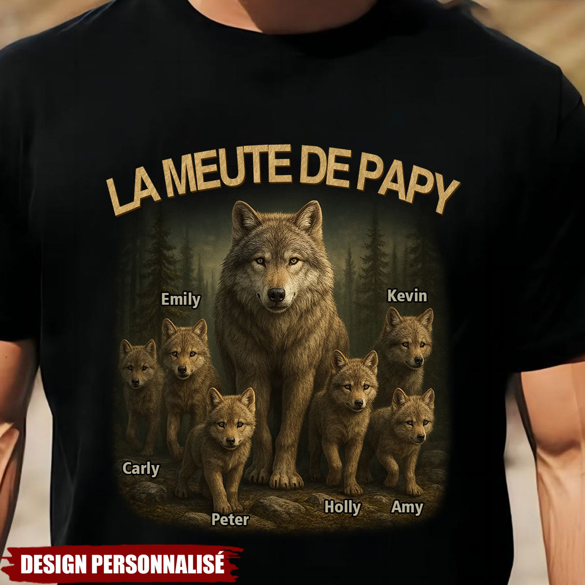 La Meute de Papa – T-shirt personnalisé avec prénom des enfants