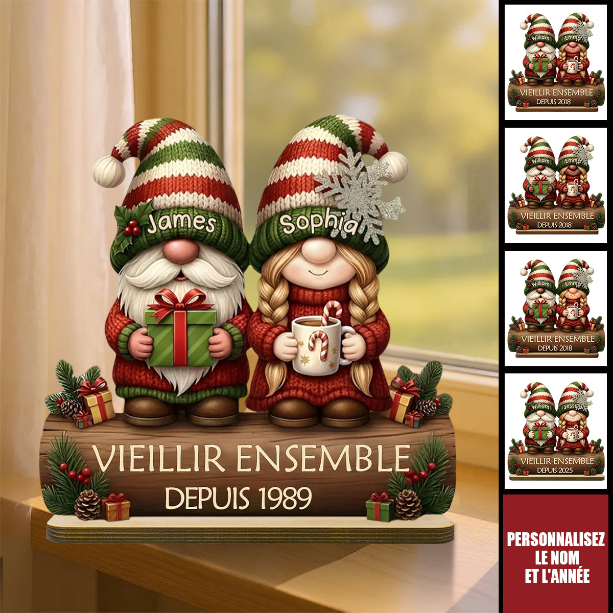 Plaque “Vieillir Ensemble” Personnalisée – Cadeau Romantique pour Couple