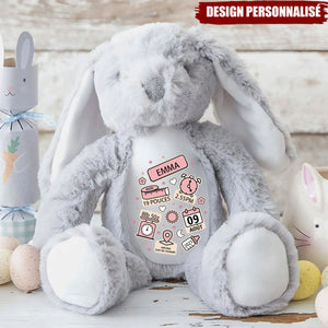 Lapin de Pâques en Peluche Personnalisé – Souvenir de Naissance Unique