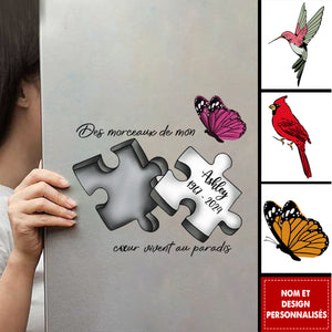 Autocollant Commémoratif Aimanté Personnalisé – Pièces de Puzzle avec Nom et Année