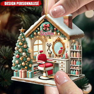 Décoration de Noël Personnalisée pour Salon de Coiffure – Cadeau de Noël pour Propriétaire de Salon de Coiffure
