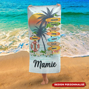 L’Amour de Mamie n’a pas de Limites – Serviette de Plage Personnalisée pour la Famille