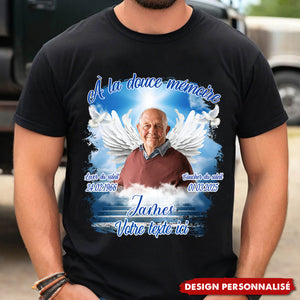 T-shirt Commémoratif Personnalisé avec Photo et Dates – Hommage Émotionnel pour un Être Cher