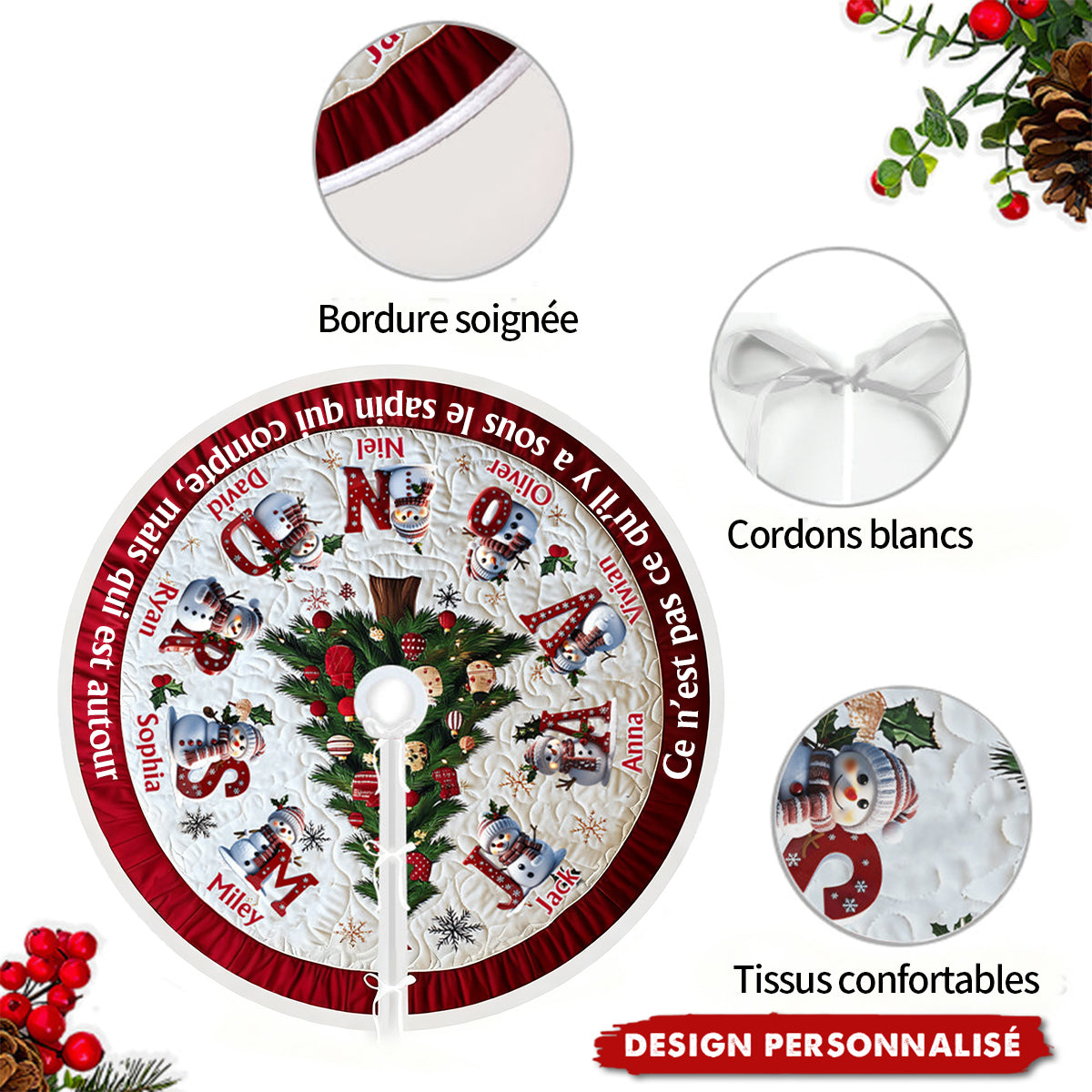 Ce n’est pas ce qu’il y a sous le sapin qui compte – Jupe de Sapin Familiale Personnalisée