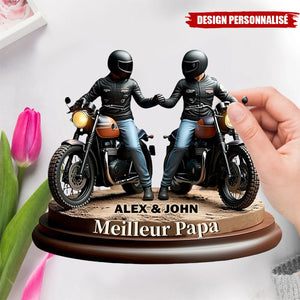 Plaque Acrylique Personnalisée Motard Père & Fils – Meilleur Papa