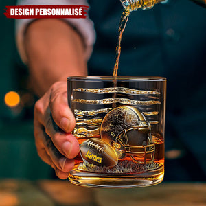 Verre à Whisky Personnalisé – Casque et Ballon de Football Américain