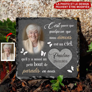 Plaque Commémorative Personnalisée en Ardoise – Hommage avec Photo & Nom
