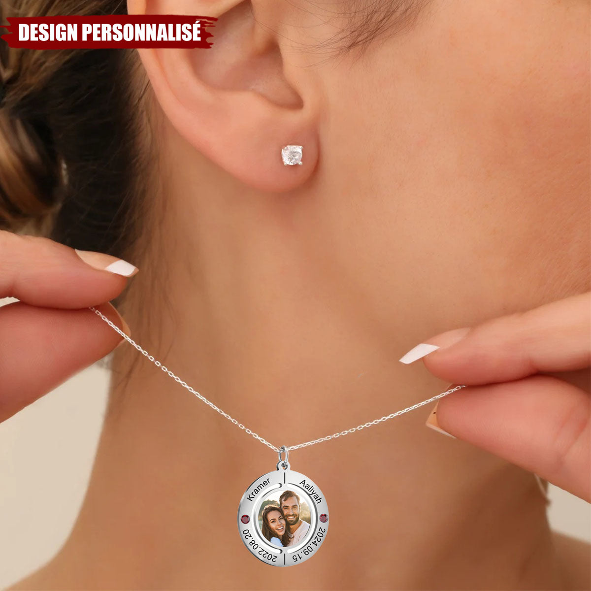 Collier Personnalisé avec Pierre de Naissance et Photo