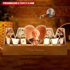 Veilleuse LED Personnalisée MOM avec Photo – Cadeau Souvenir Touchant pour Maman