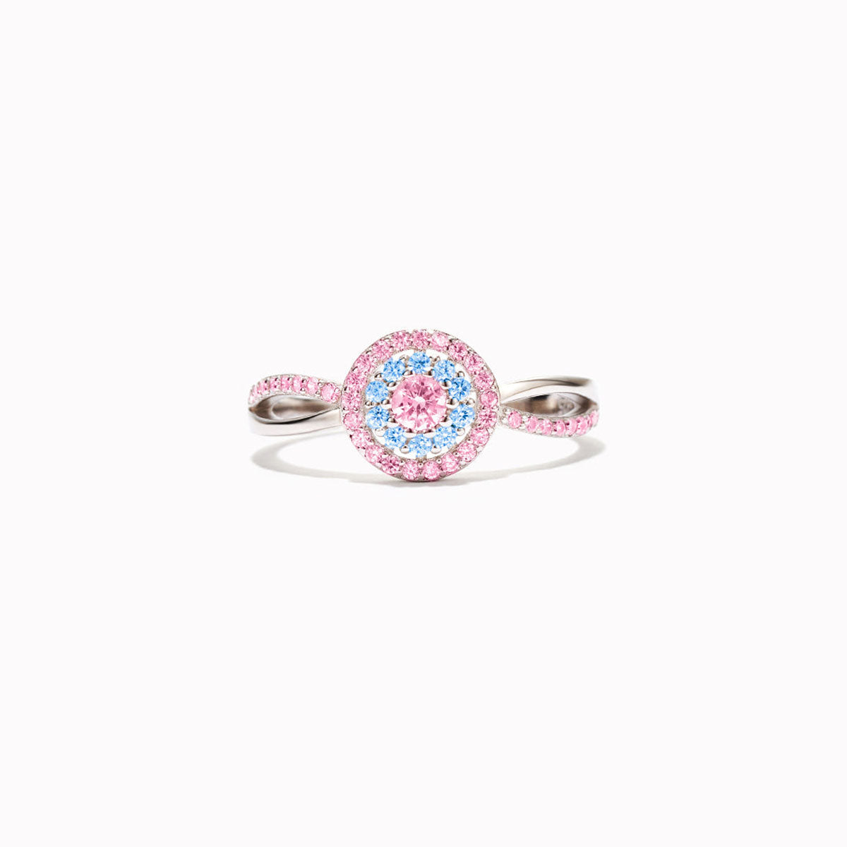 Bague "Maman d’un Ange" – Design Personnalisé avec Pierres Roses et Bleues