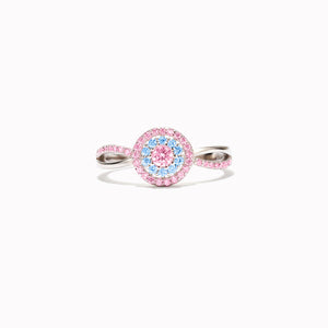 Bague "Maman d’un Ange" – Design Personnalisé avec Pierres Roses et Bleues