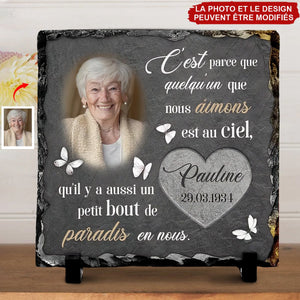 Plaque Commémorative Personnalisée en Ardoise – Hommage avec Photo & Nom