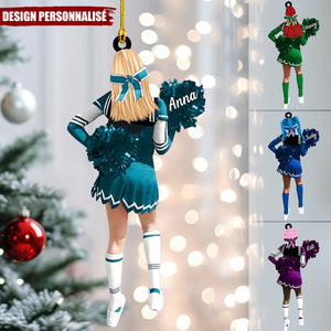 Pom-Pom Girl avec Nom ornement - Cadeau Unique pour Cheerleader
