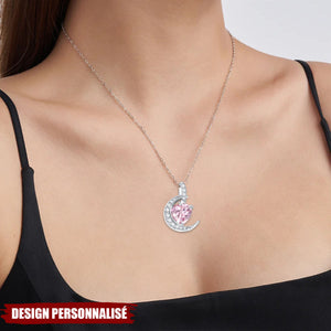 Collier Lune et Cœur avec Pierre de Naissance Personnalisée – Cadeau Élégant et Symbolique