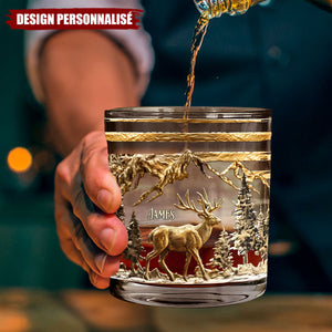 Verre à Whisky avec Motif Cerf et Gravure Personnalisée