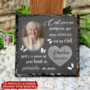 Plaque Commémorative Personnalisée en Ardoise – Hommage avec Photo & Nom