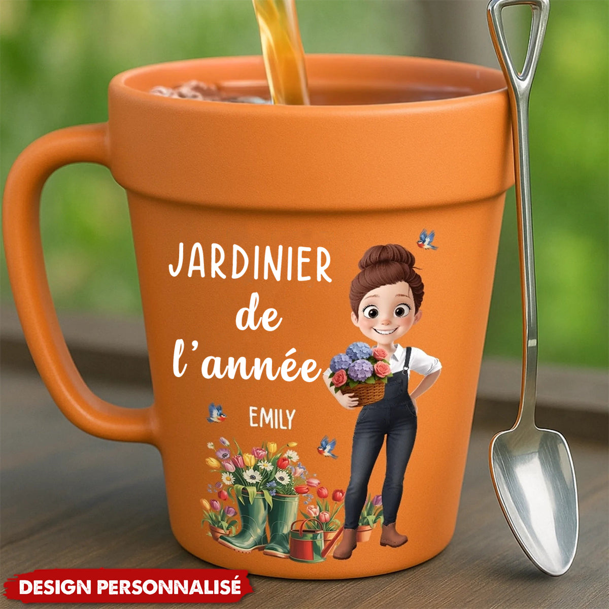 Mug Céramique en Forme de Pot – Cadeau Personnalisé pour Jardiniers