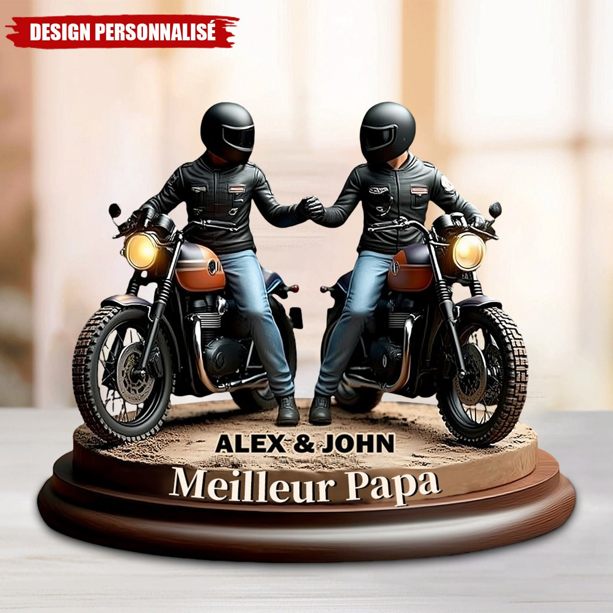 Plaque Acrylique Personnalisée Motard Père & Fils – Meilleur Papa