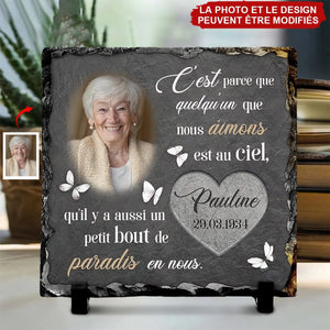 Plaque Commémorative Personnalisée en Ardoise – Hommage avec Photo & Nom
