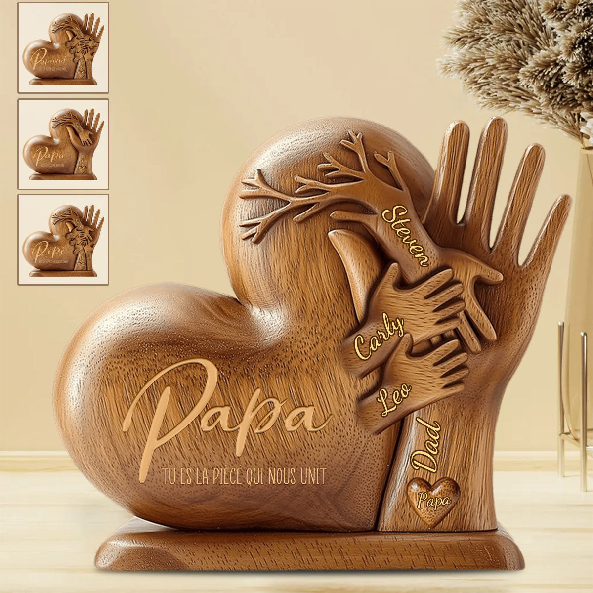 Papa, tu es la pièce qui nous unit – Plaque personnalisée en forme spéciale pour père
