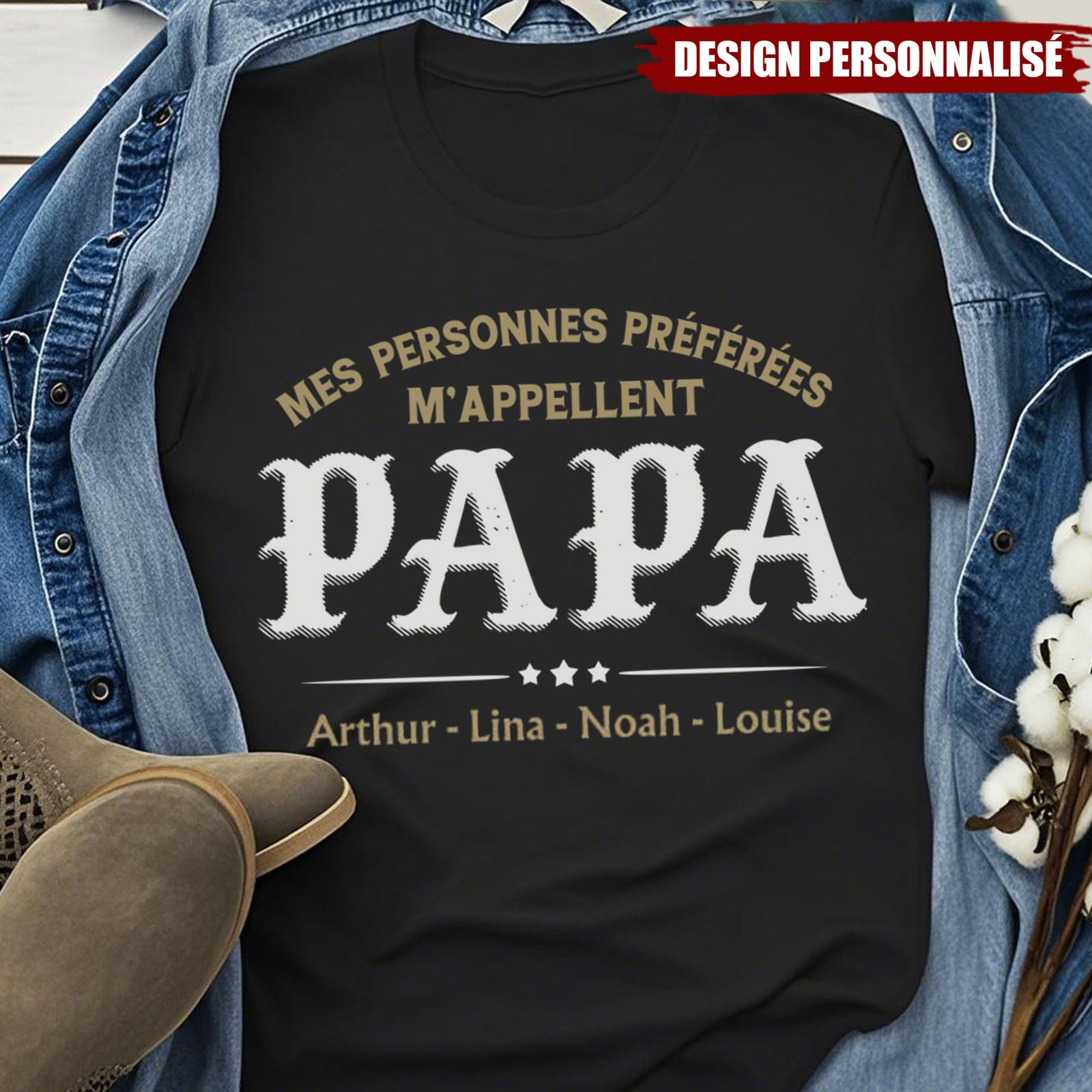 T-shirt personnalisé "Mes personnes préférées m'appellent Papa"