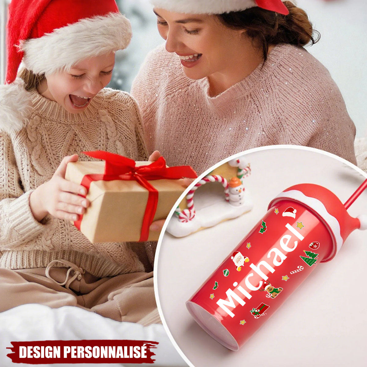 Gobelet de Noël Personnalisé pour Enfant - Cadeau Festif et Unique