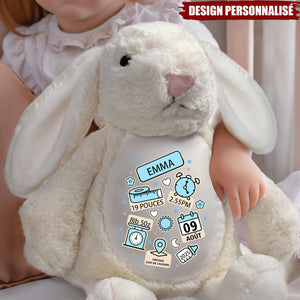 Lapin de Pâques en Peluche Personnalisé – Souvenir de Naissance Unique