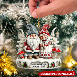 Suspension Acrylique Personnalisée - Vieillir Ensemble avec un Couple de Nains
