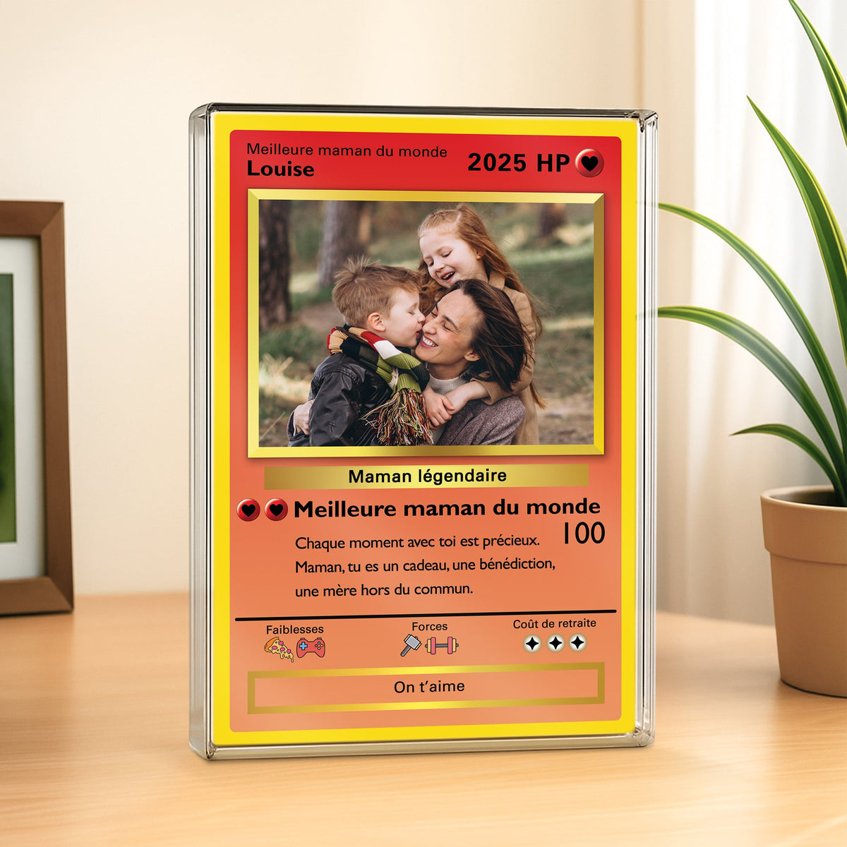 Plaque Acrylique Personnalisée Style Carte de Jeu - Cadeau Unique pour Papa