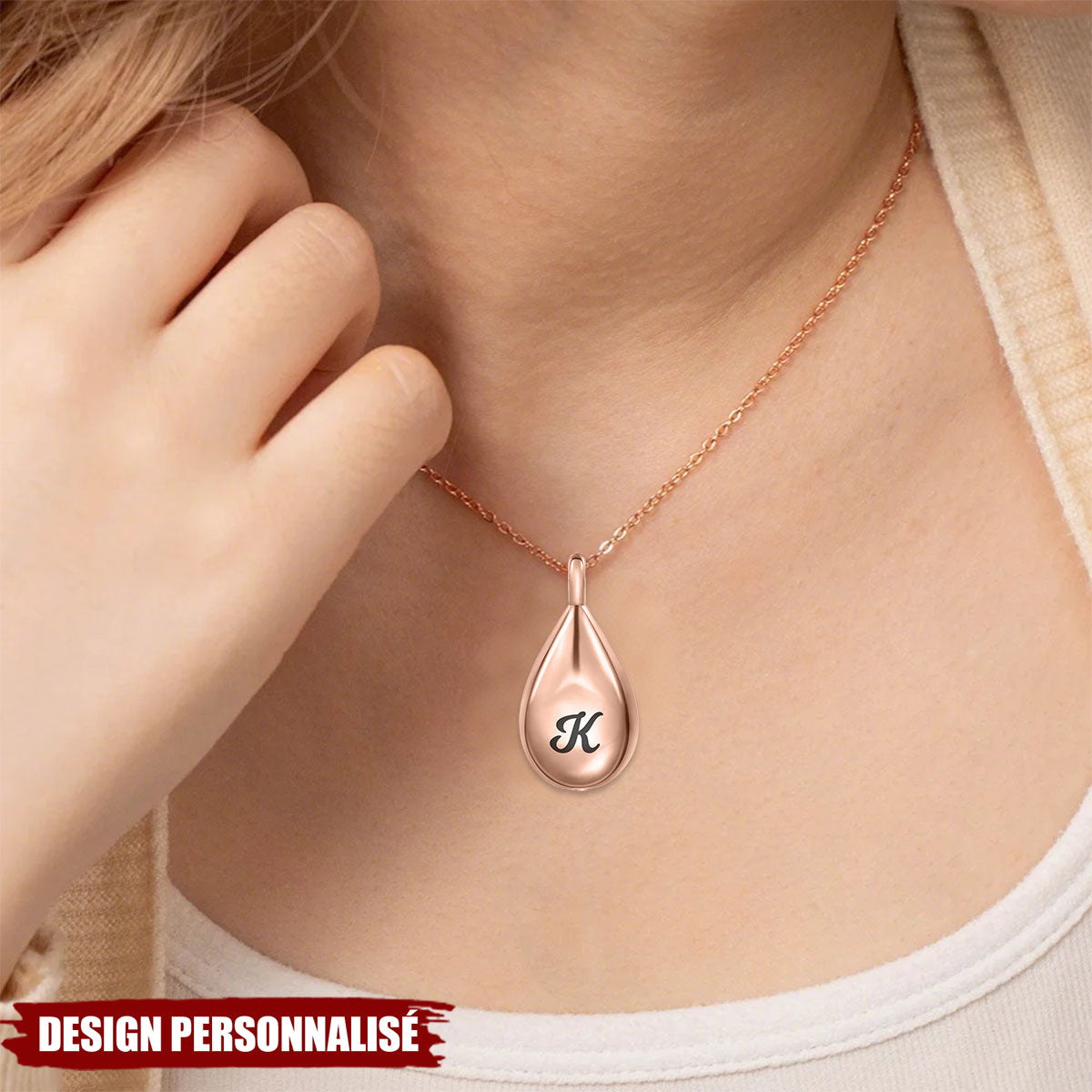 Collier Urne Personnalisé en Forme de Petite Goutte - Cadeau Émotionnel et Élégant