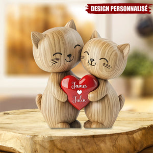 Plaque Acrylique Personnalisée – Chatons Amoureux avec Prénoms