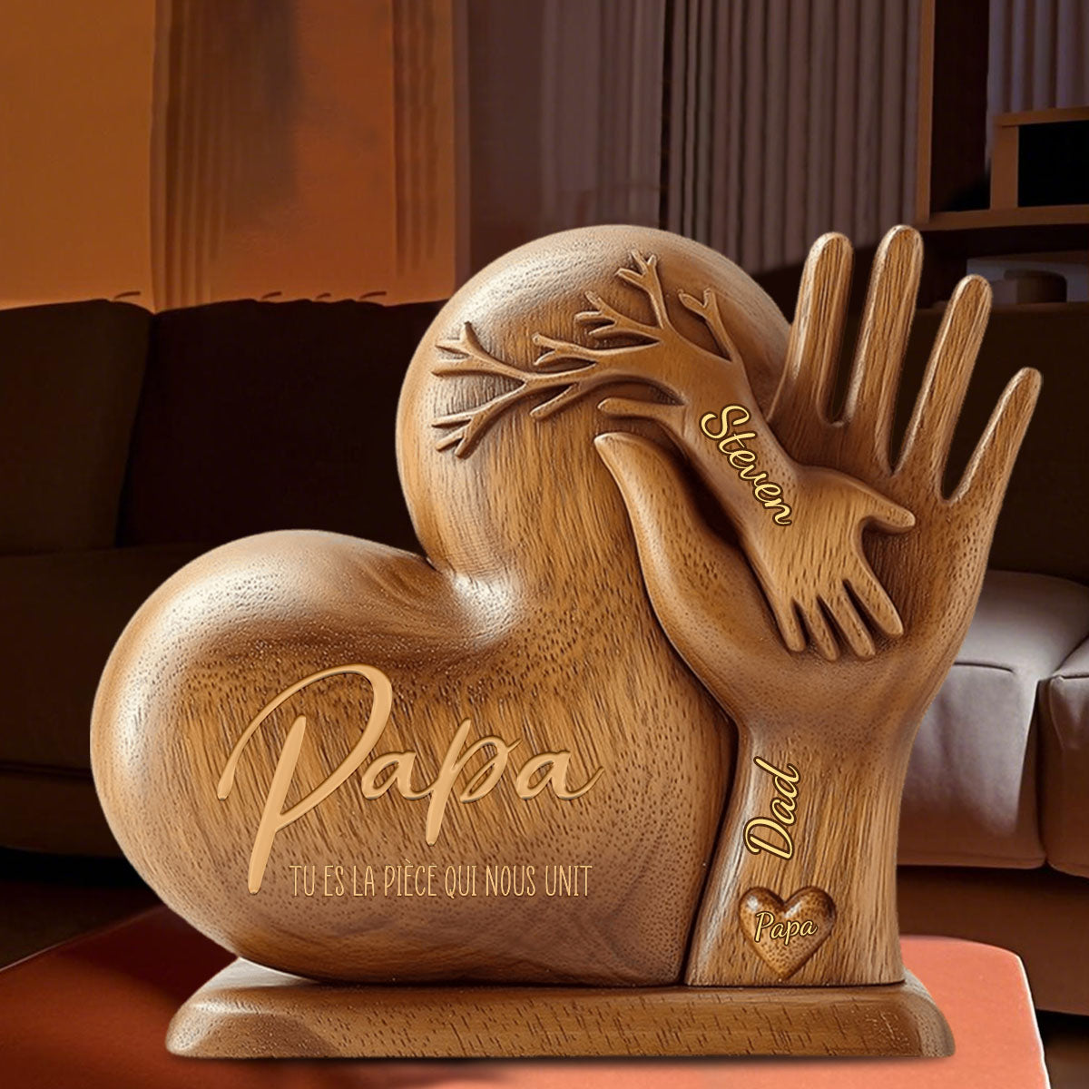 Papa, tu es la pièce qui nous unit – Plaque personnalisée en forme spéciale pour père