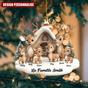 Suspension de Noël Personnalisée - Famille de rennes