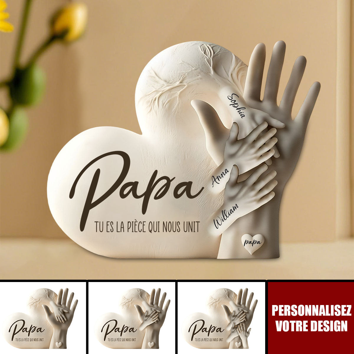 Plaque souvenir pour papa personnalisée – “Papa, tu es la pièce qui nous unit”