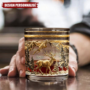 Verre à Whisky avec Motif Cerf et Gravure Personnalisée