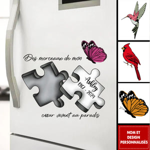 Autocollant Commémoratif Aimanté Personnalisé – Pièces de Puzzle avec Nom et Année