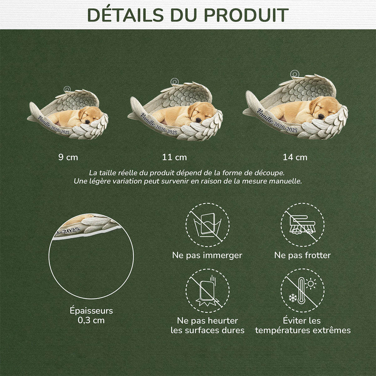 Décoration Commémorative Personnalisée – Ange Gardien pour Animal de Compagnie
