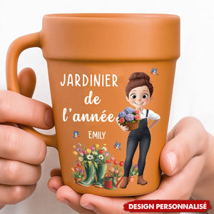 Mug Céramique en Forme de Pot – Cadeau Personnalisé pour Jardiniers